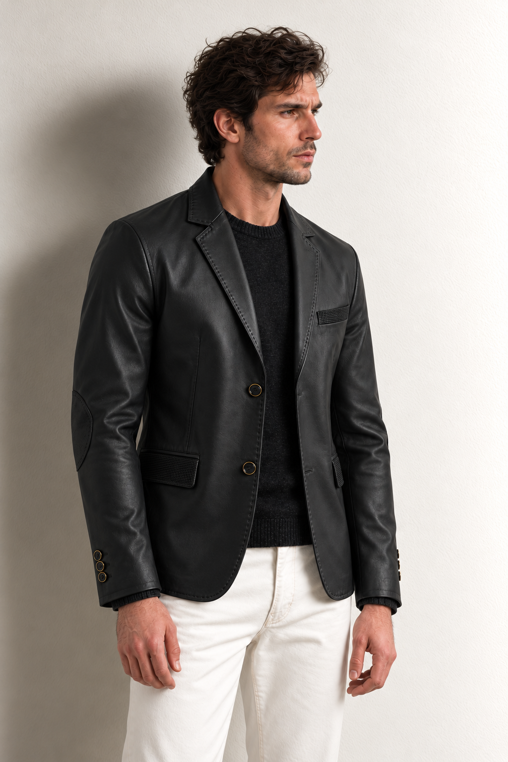 Tanguy Slim Fit Blazer Deri Ceket — SİYAH