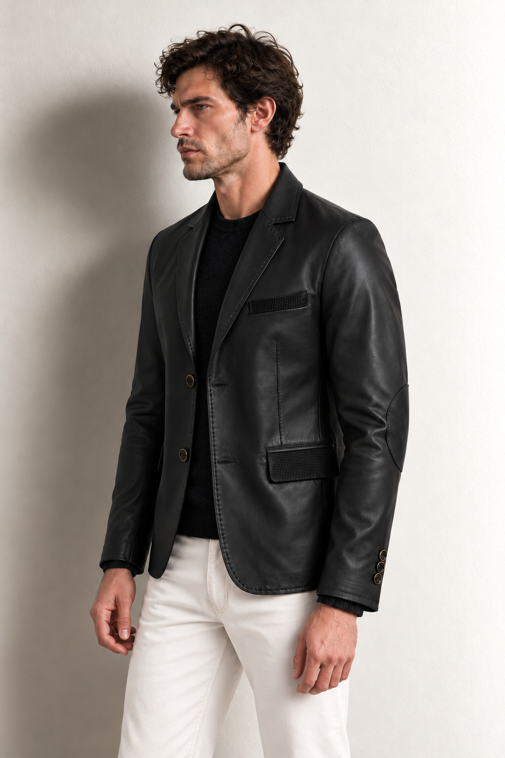 Tanguy Slim Fit Blazer Deri Ceket — SİYAH