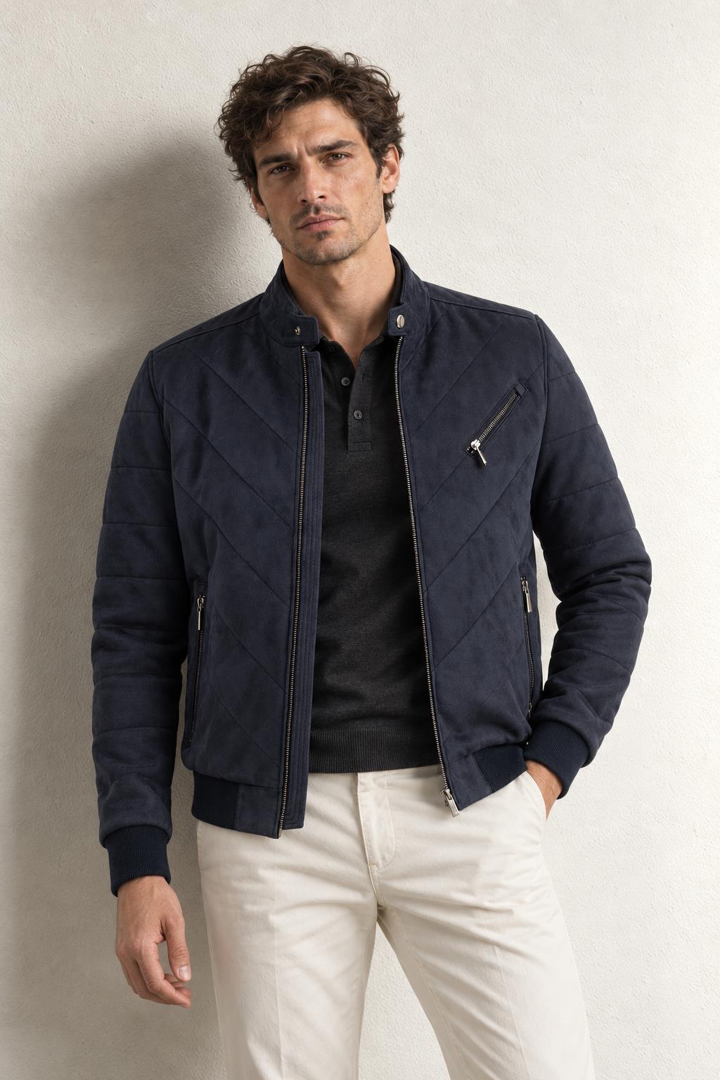 Pierre Cardin Axel Erkek Suni Süet Mont — LACIVERT