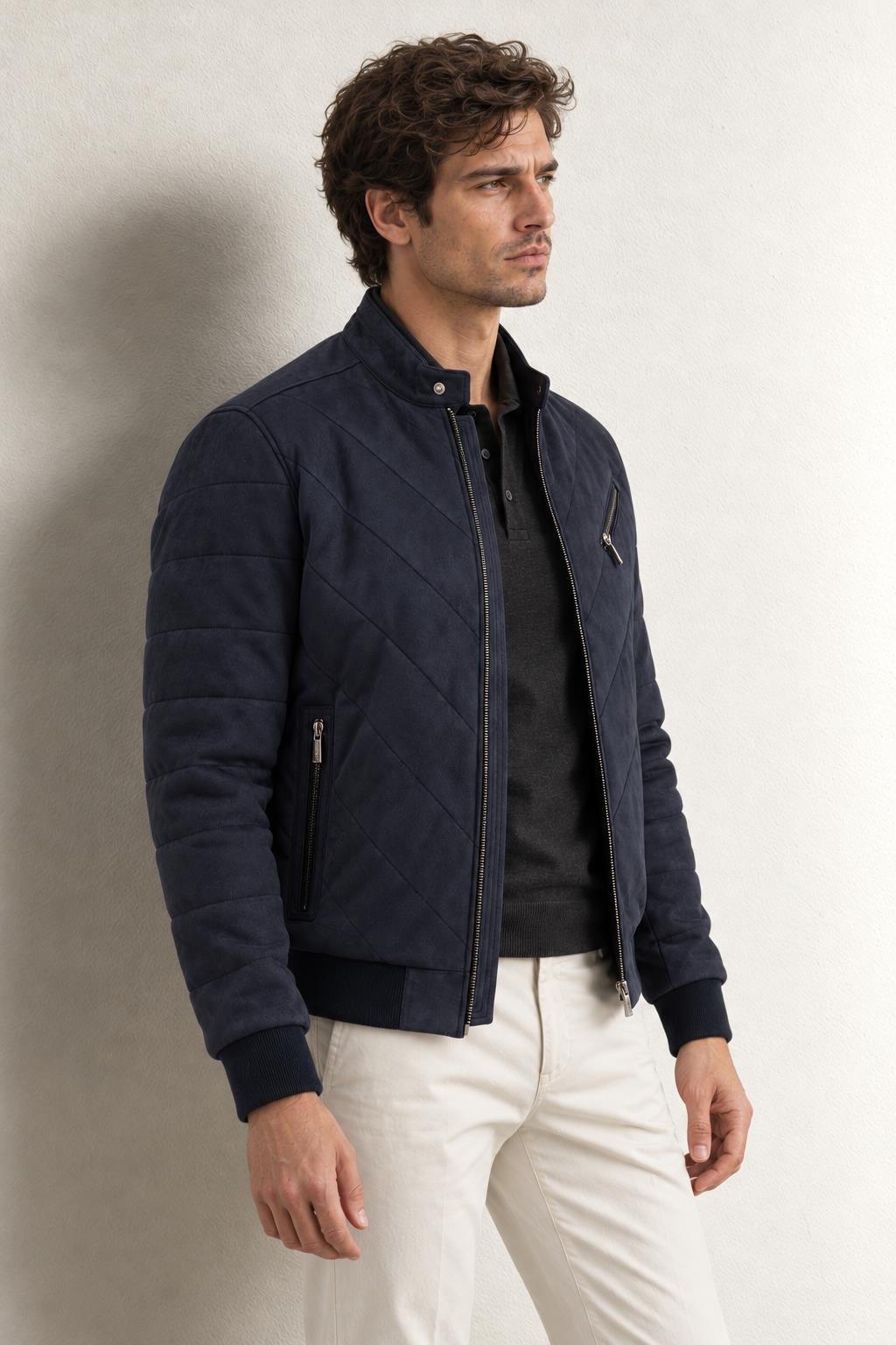 Pierre Cardin Axel Erkek Suni Süet Mont — LACIVERT