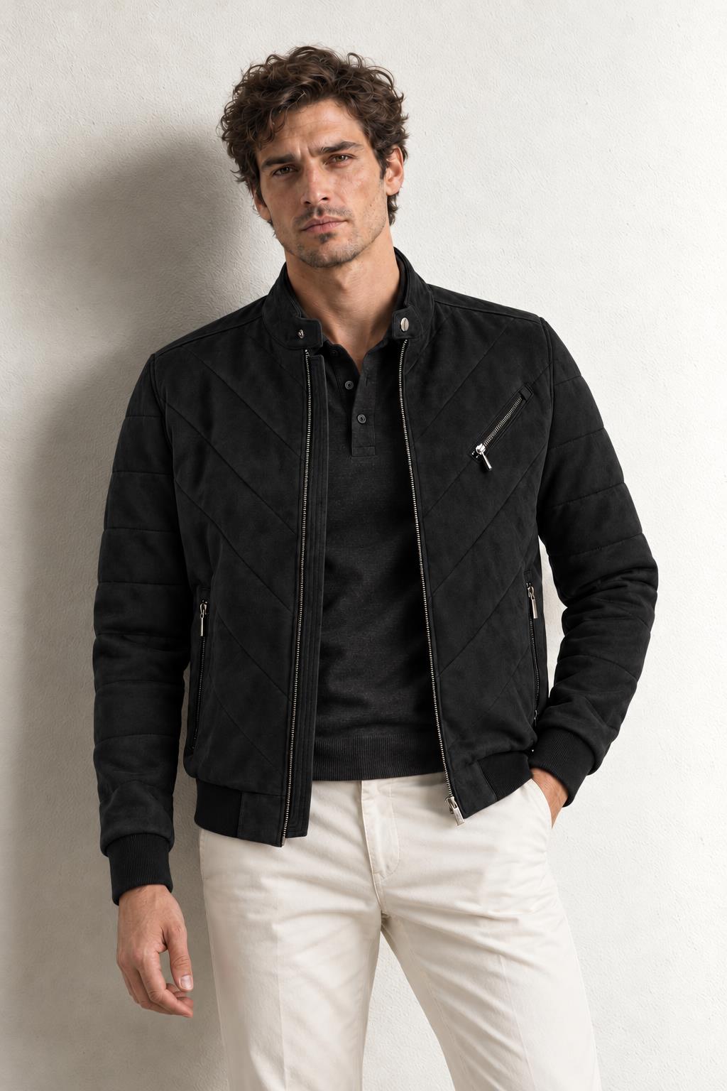 Pierre Cardin Axel Erkek Suni Süet Mont — SIYAH