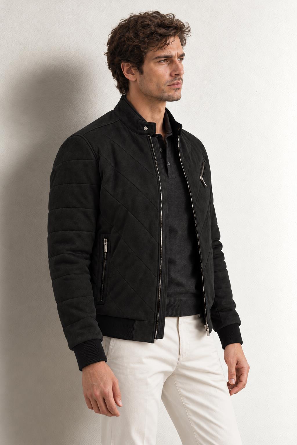 Pierre Cardin Axel Erkek Suni Süet Mont — SIYAH