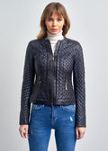 Amelie Kapitone Slim Fit Deri Mont