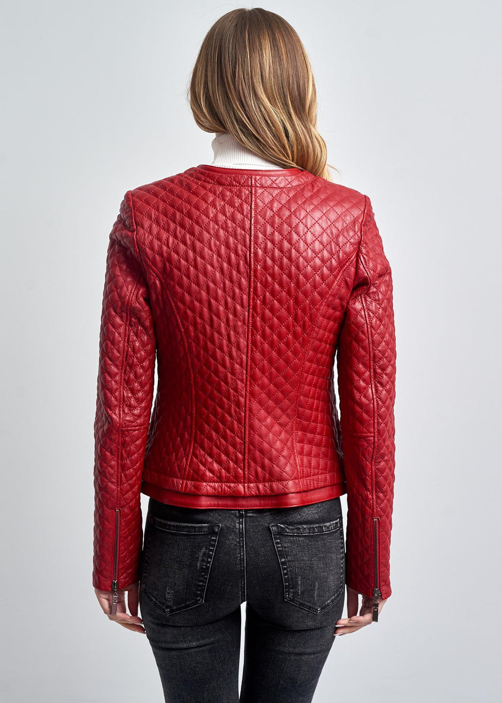 Amelie Kapitone Slim Fit Deri Mont