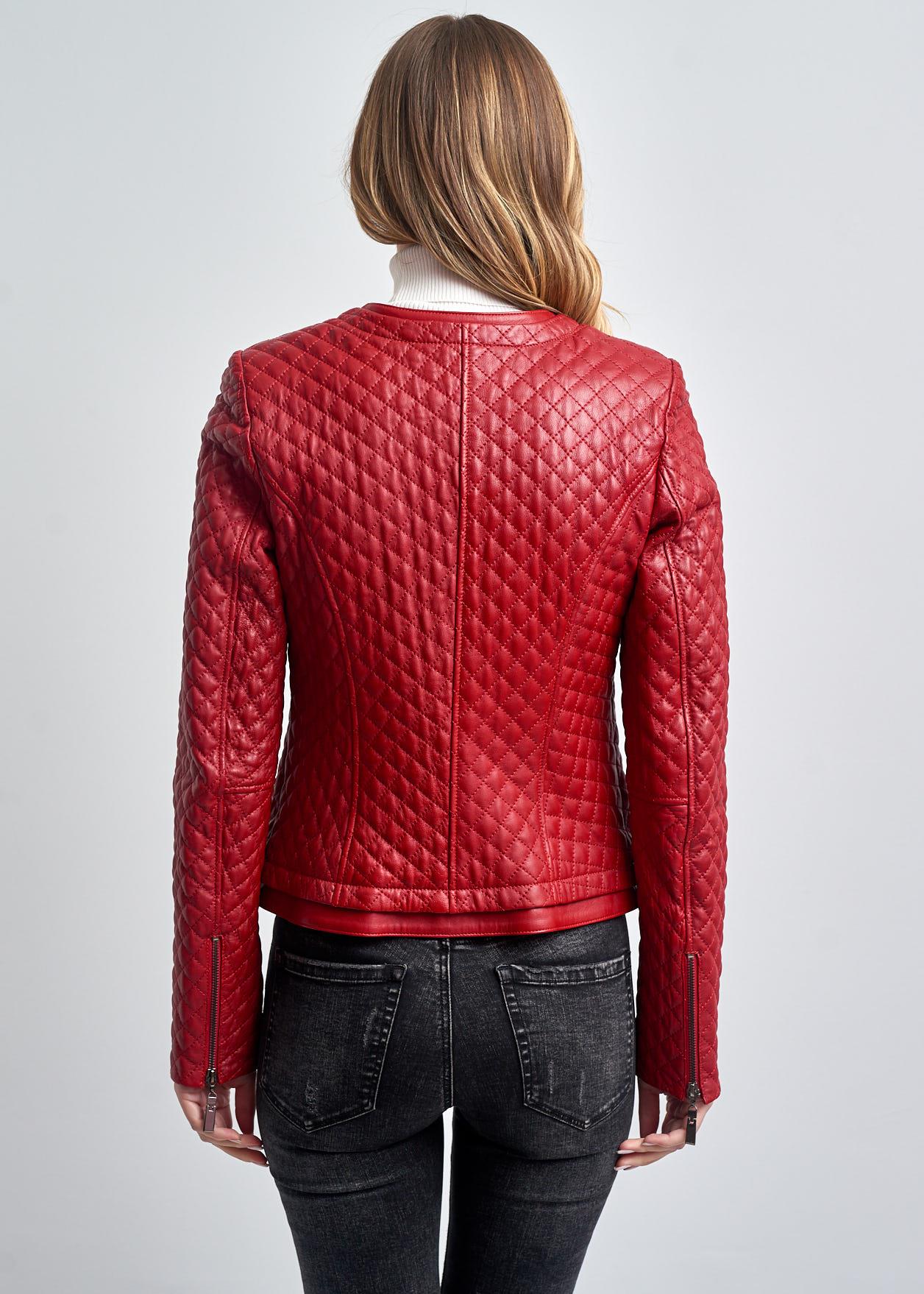 Amelie Kapitone Slim Fit Deri Mont
