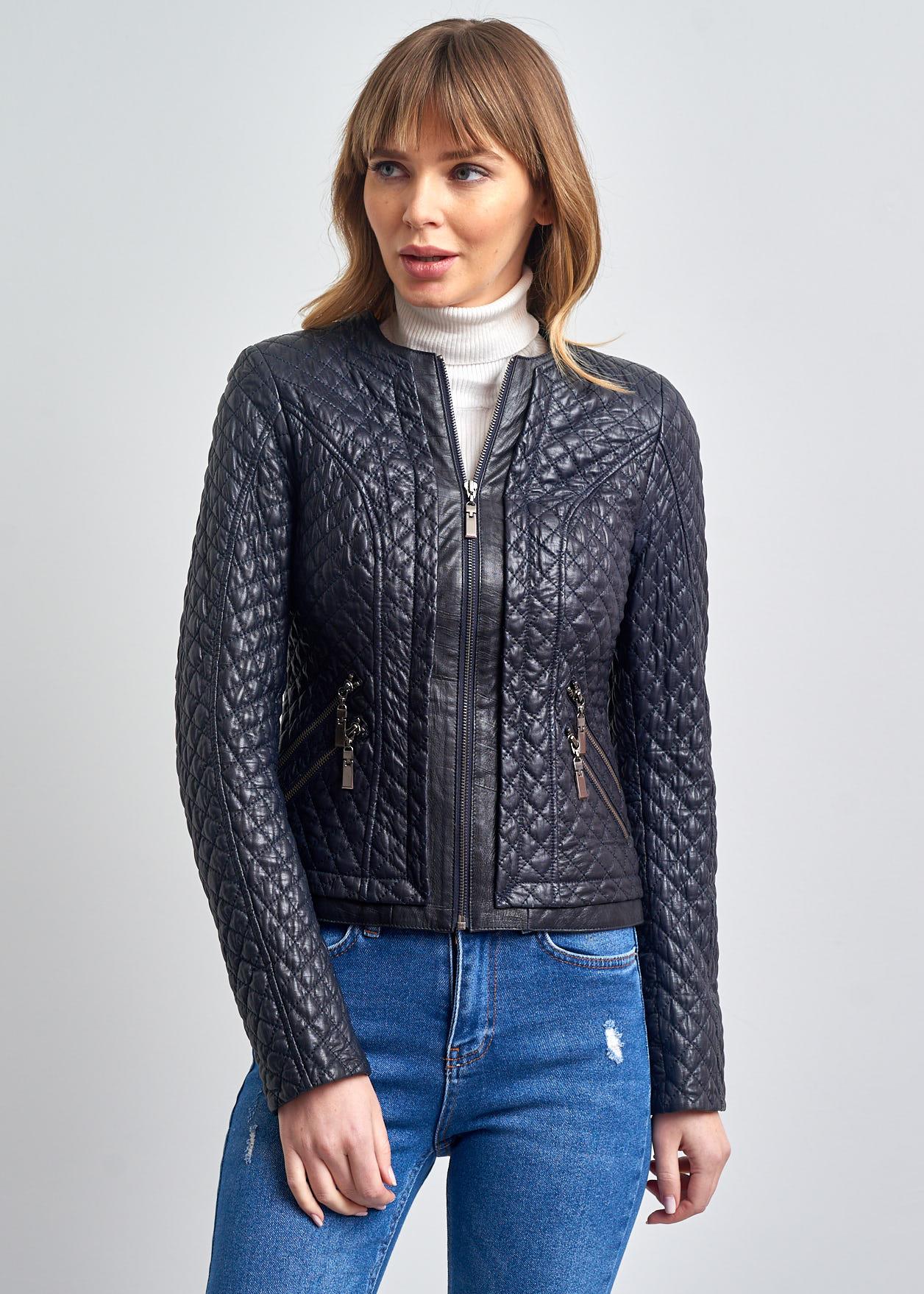 Amelie Kapitone Slim Fit Deri Mont