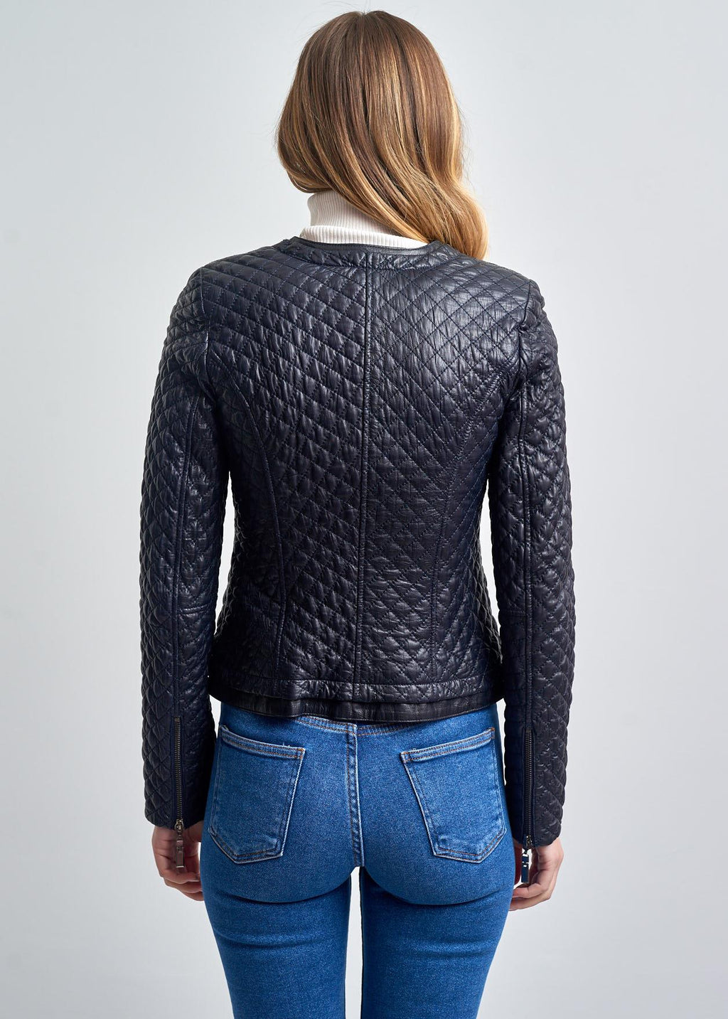 Amelie Kapitone Slim Fit Deri Mont