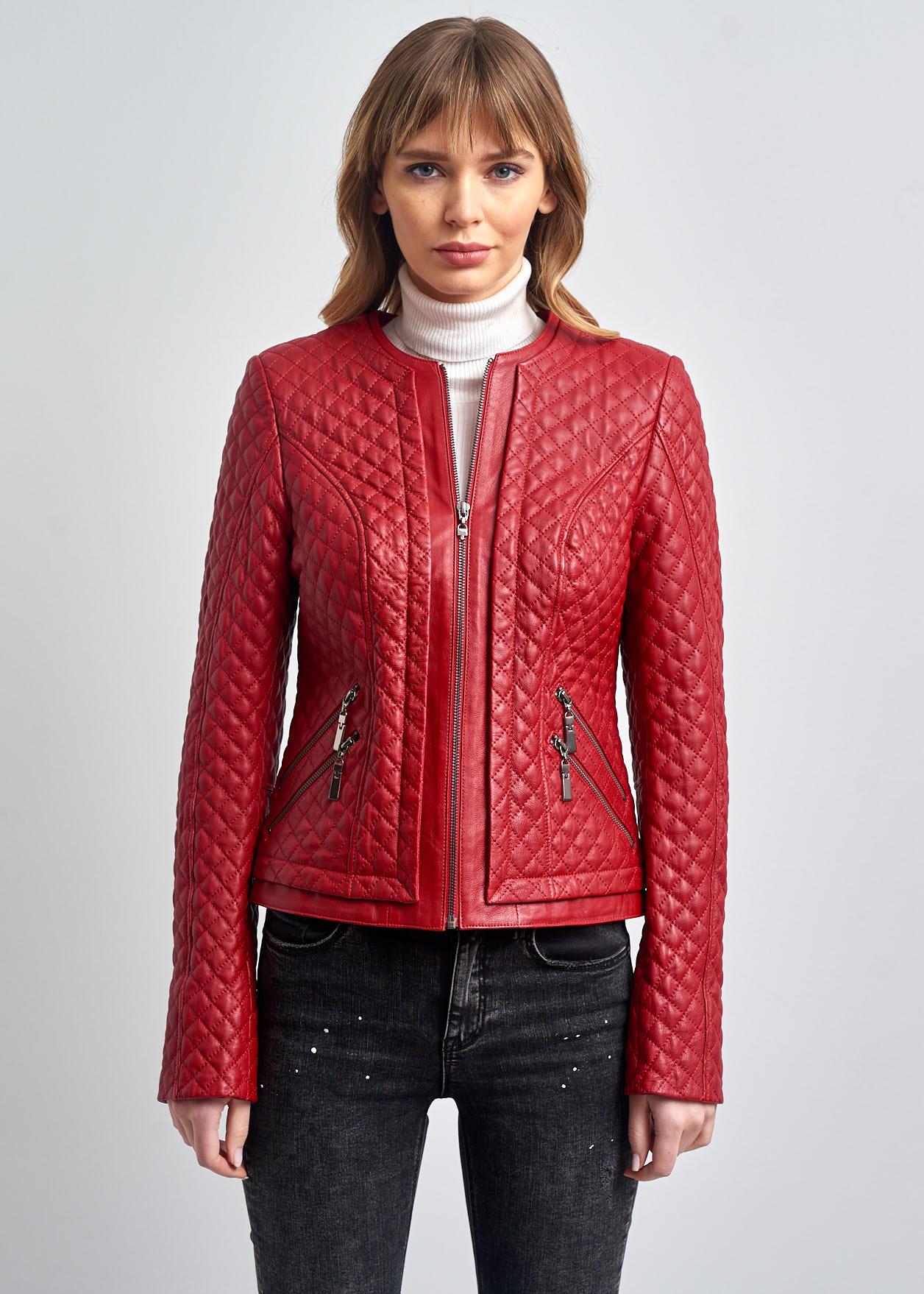 Amelie Kapitone Slim Fit Deri Mont