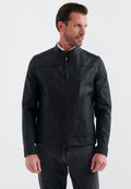 Pierre Cardin Cedric Biker Tarzi Deri Dokuma , Regular Fit, Erkek Suni Deri Mont