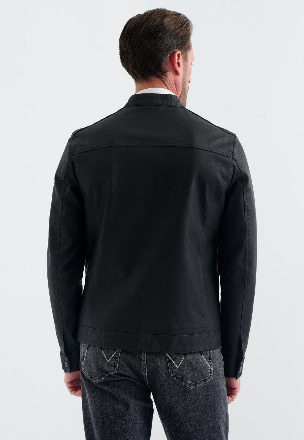 Pierre Cardin Cedric Biker Tarzi Deri Dokuma , Regular Fit, Erkek Suni Deri Mont
