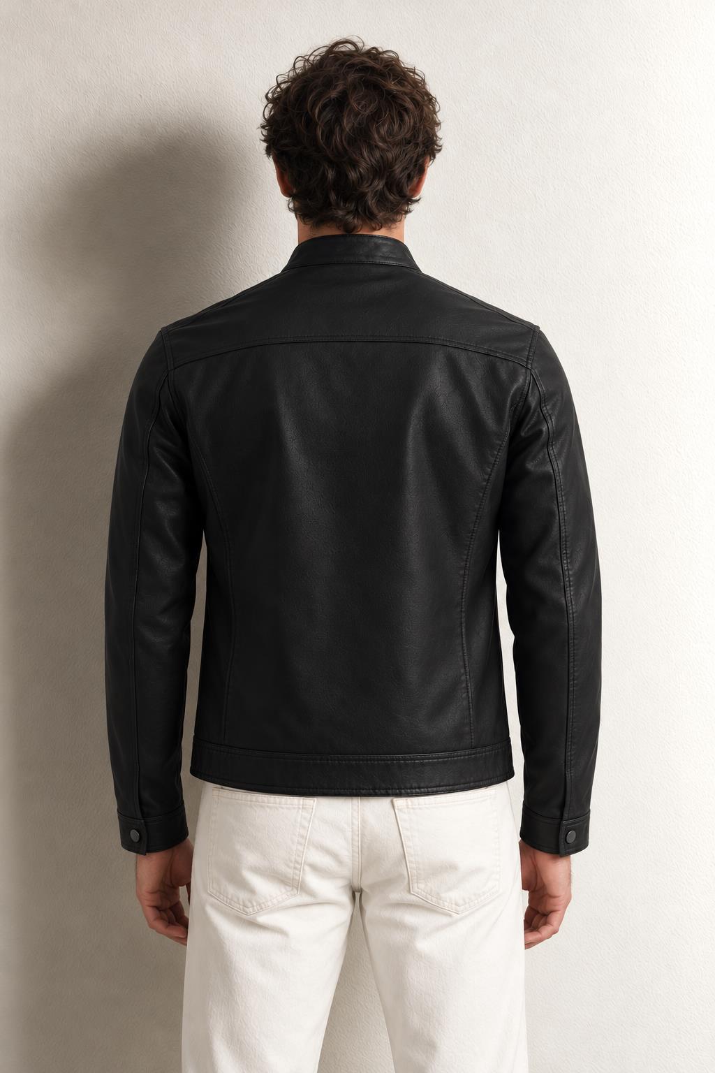 Pierre Cardin Cedric Erkek Suni Deri Biker Mont