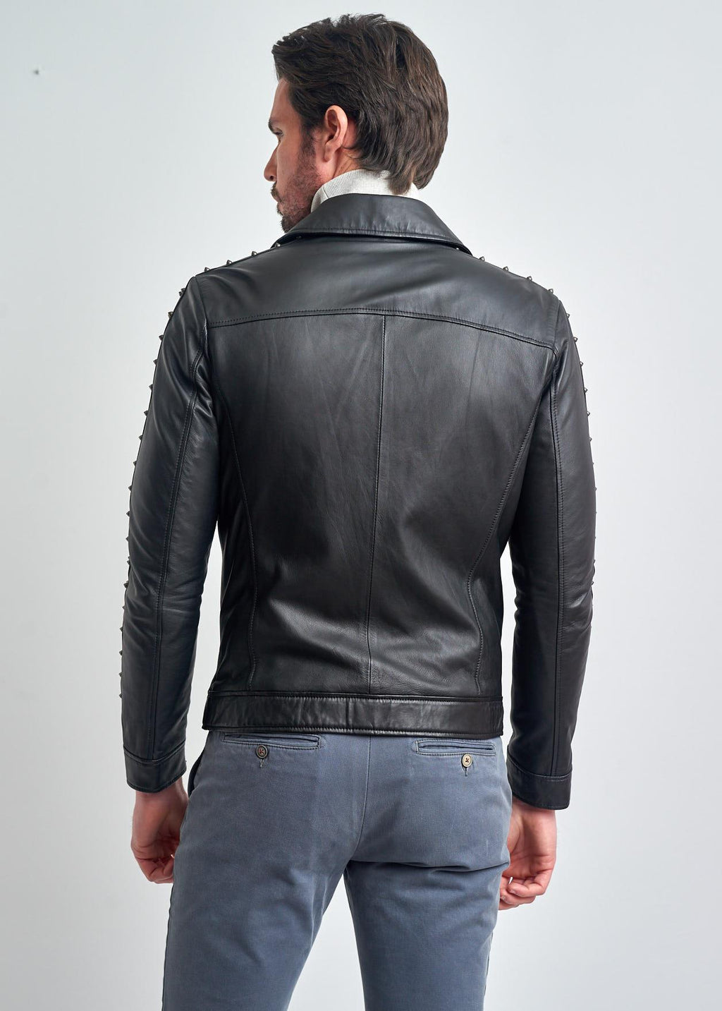 Philippe Normal Yaka Motorcu Gerçek Deri Mont