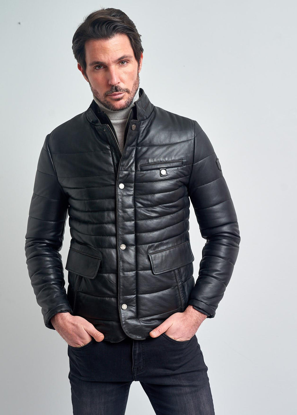 Pierre Cardin Alistair Slim Fit Garnili Çitçit Detayli Gerçek Deri Ceket
