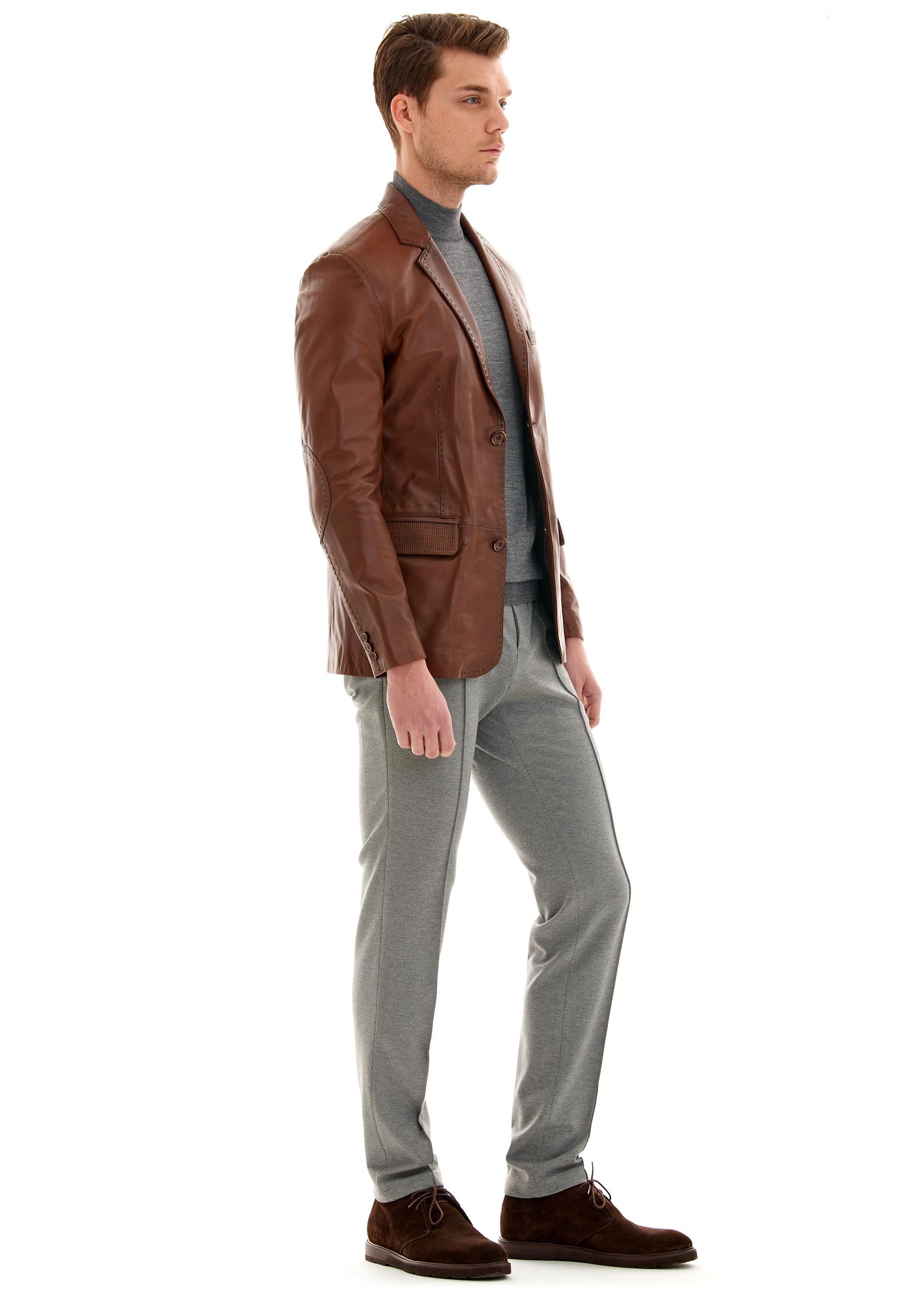 Tanguy Slim Fit Blazer Deri Ceket