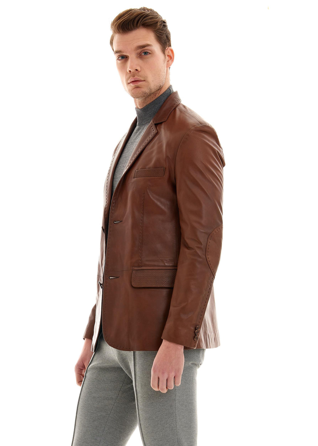 Tanguy Slim Fit Blazer Deri Ceket