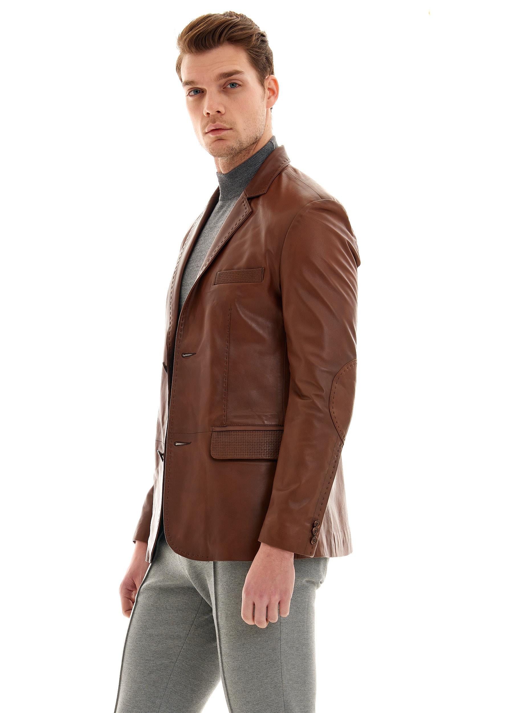Tanguy Slim Fit Blazer Deri Ceket