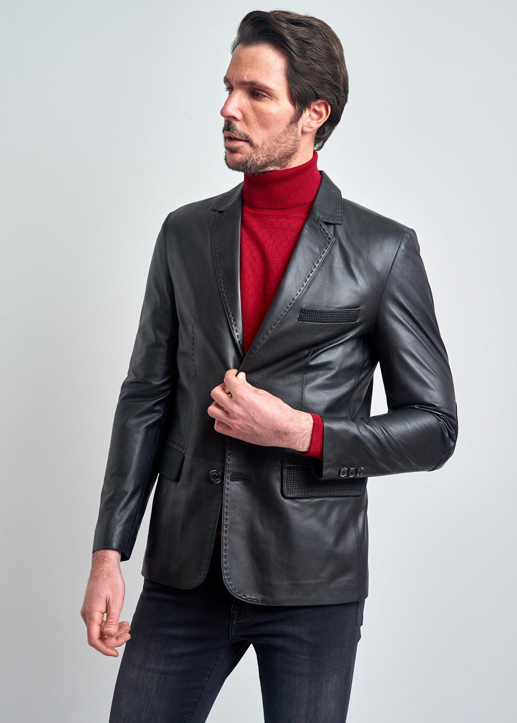 Tanguy Slim Fit Blazer Deri Ceket