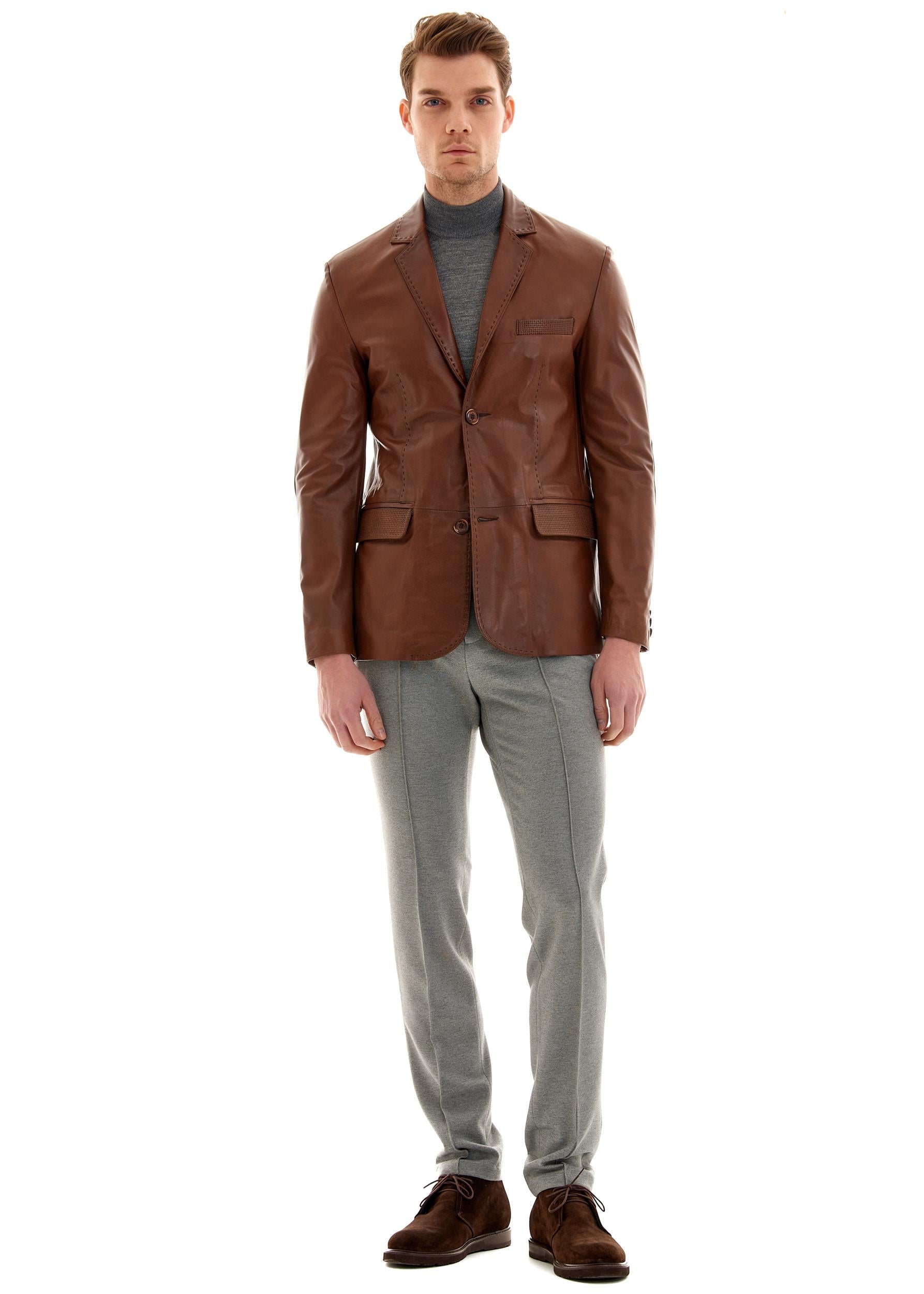 Tanguy Slim Fit Blazer Deri Ceket