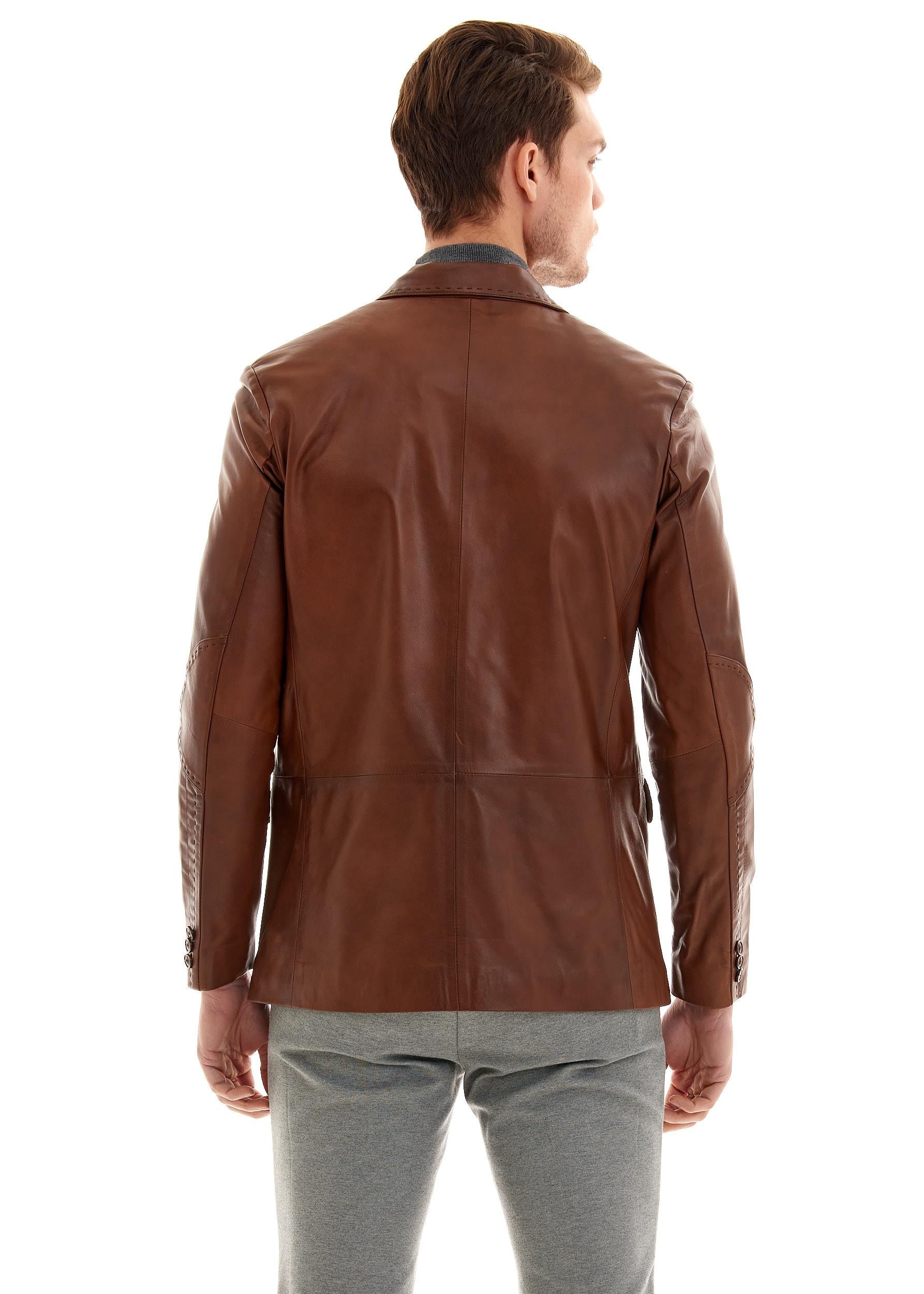 Tanguy Slim Fit Blazer Deri Ceket