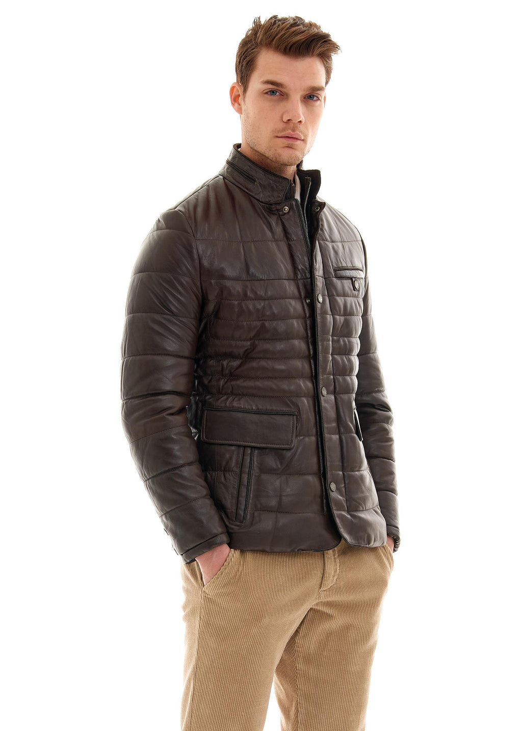 Pierre Cardin Alistair Slim Fit Garnili Çitçit Detayli Gerçek Deri Ceket