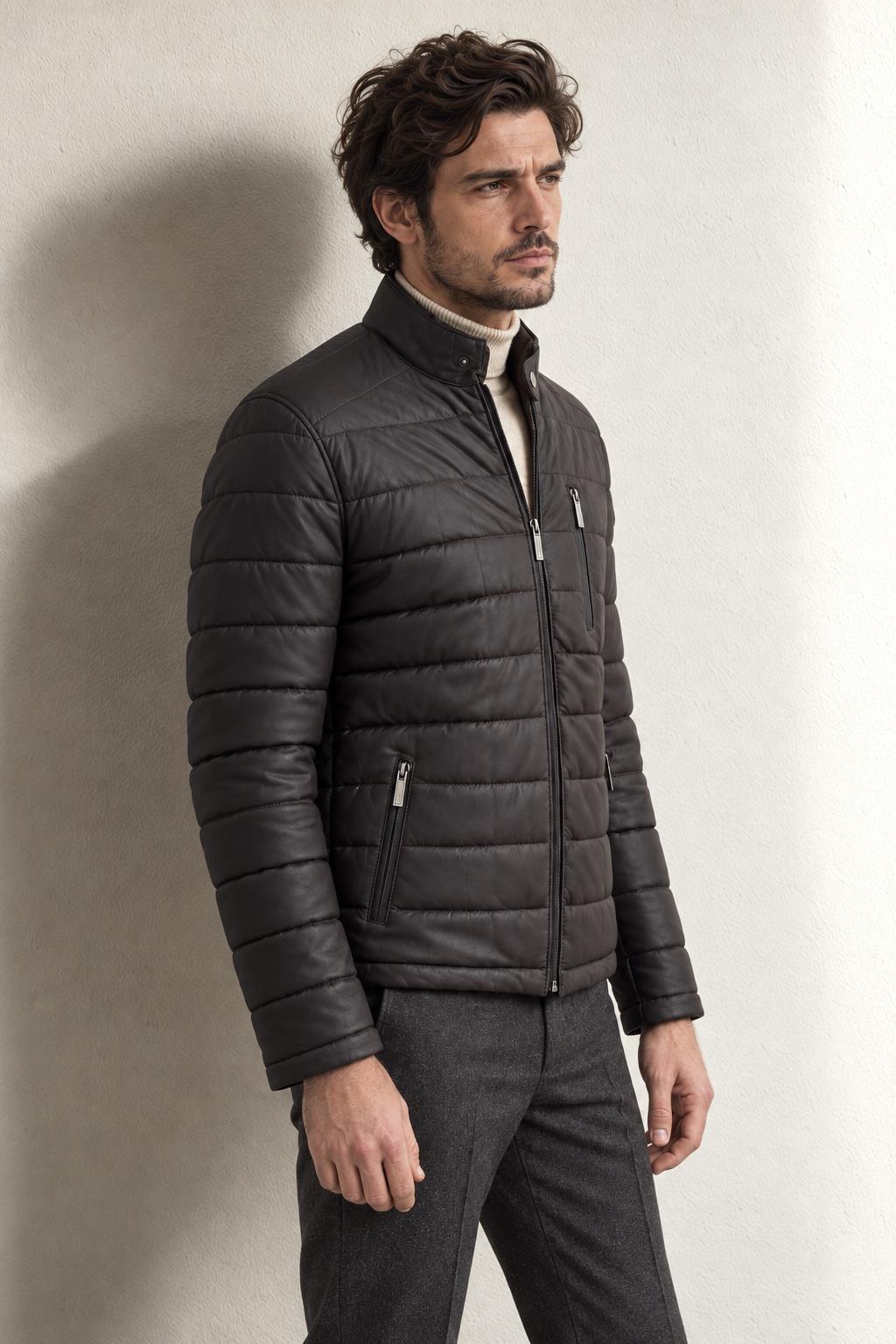 Pierre Cardin Gregor Yaka İçi Çikma Kürklü Deri Mont — KAHVE