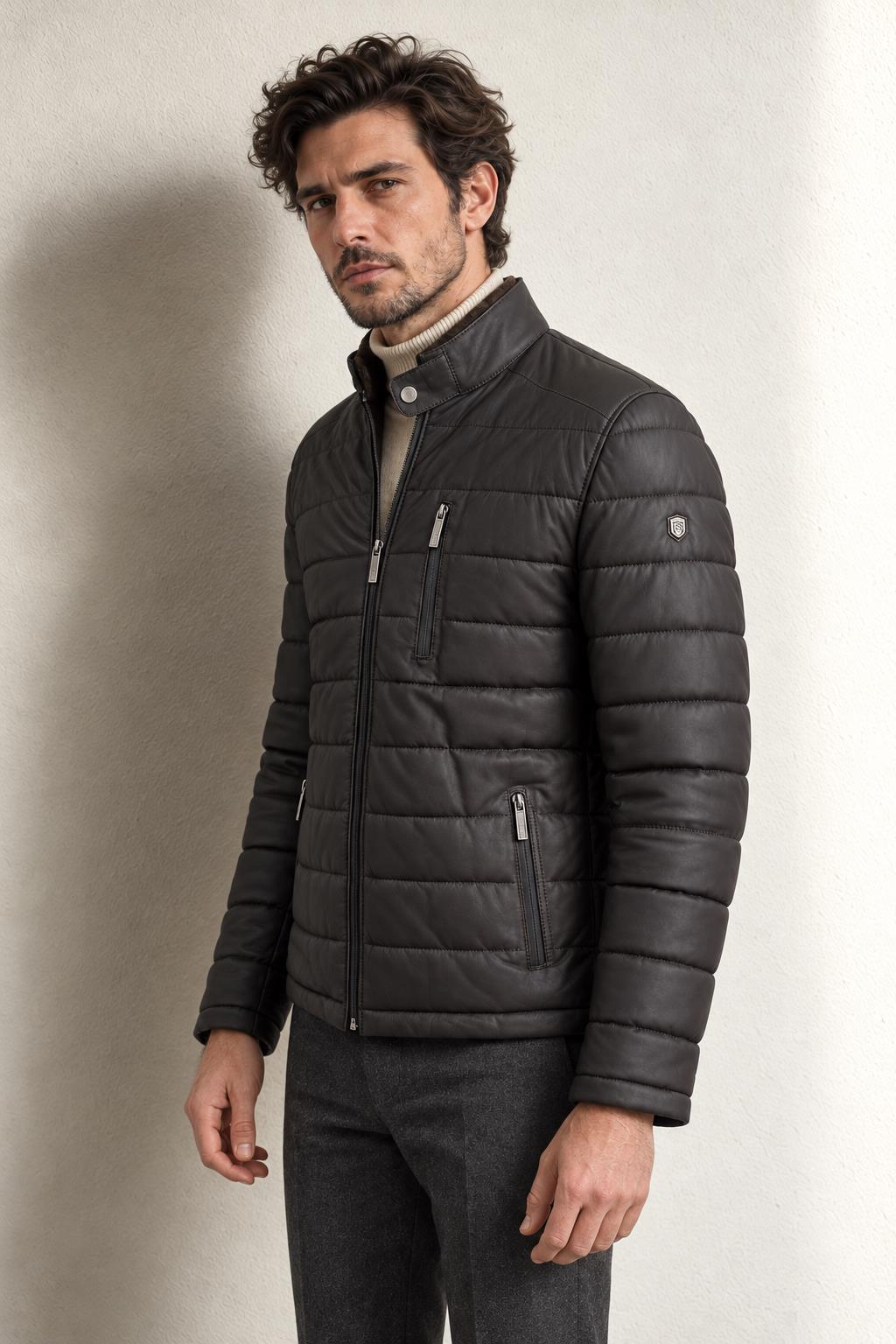 Pierre Cardin Gregor Yaka İçi Çikma Kürklü Deri Mont — KAHVE