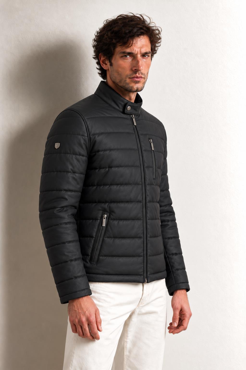 Pierre Cardin Gregor Yaka İçi Çikma Kürklü Deri Mont — SİYAH