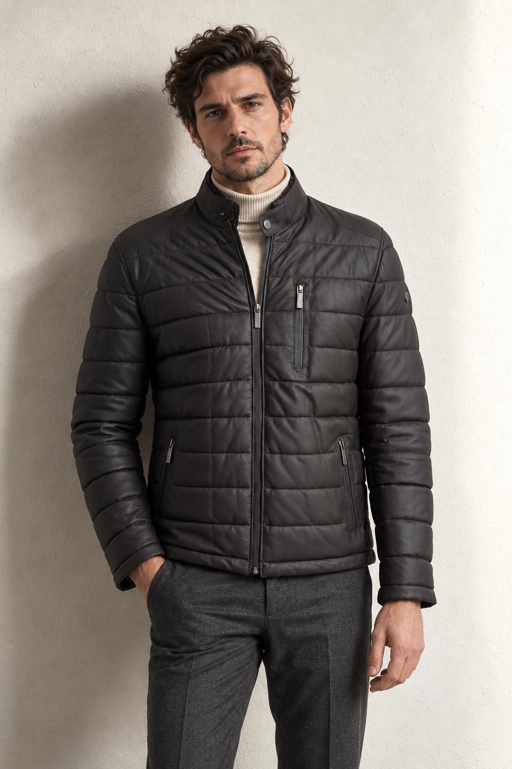 Pierre Cardin Gregor Yaka İçi Çikma Kürklü Deri Mont — KAHVE