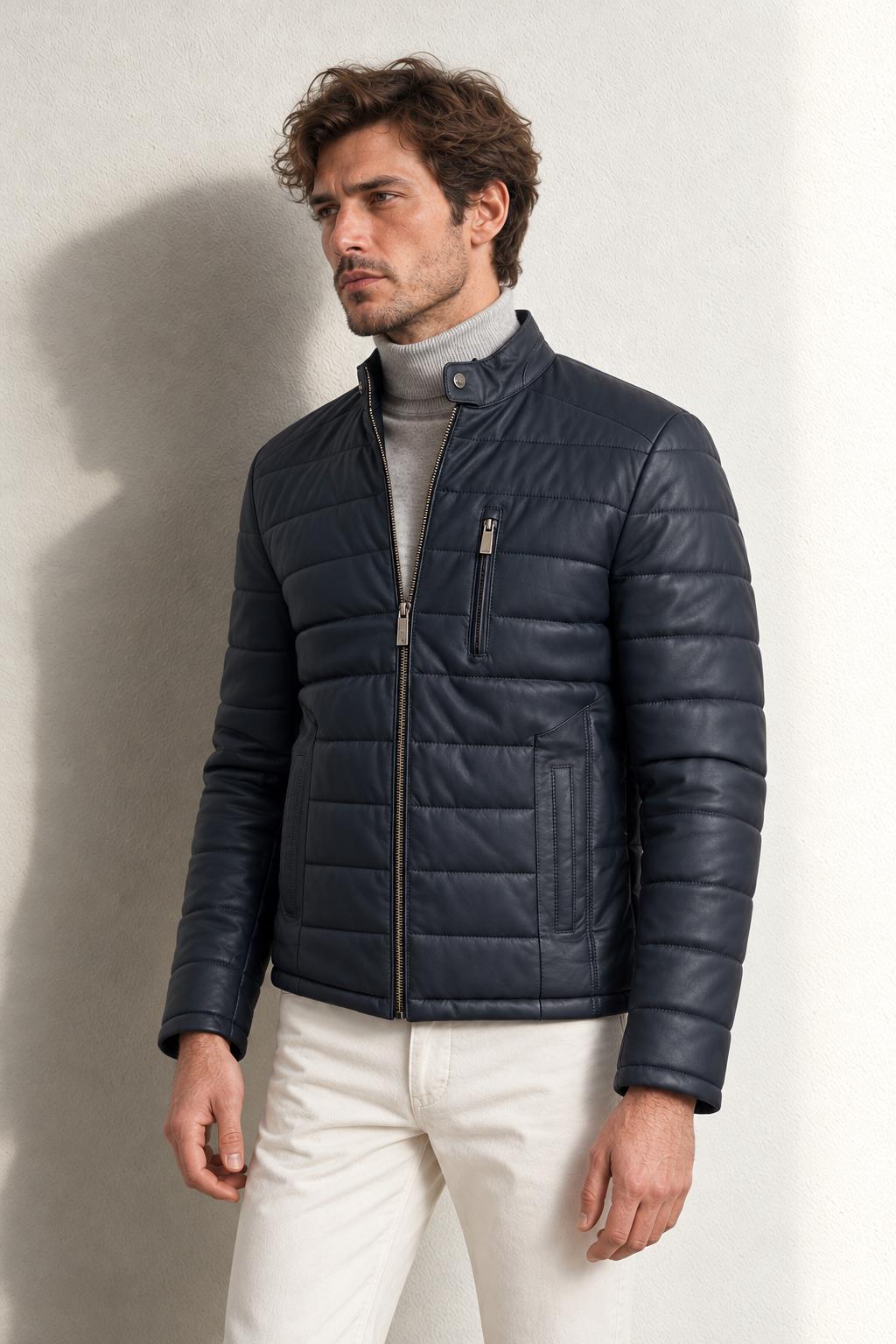 Pierre Cardin Marion Hakim Yaka Deri Mont — LACİVERT