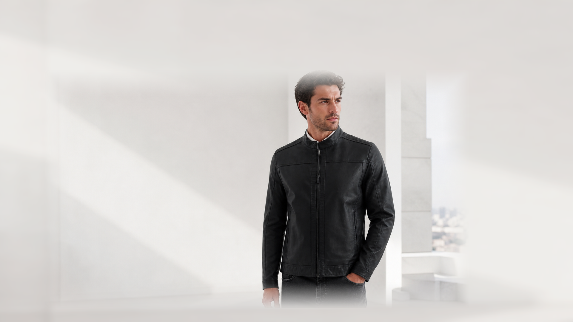 Marjinal Leather siyah erkek deri ceket slideshow desktop güvenli kadraj