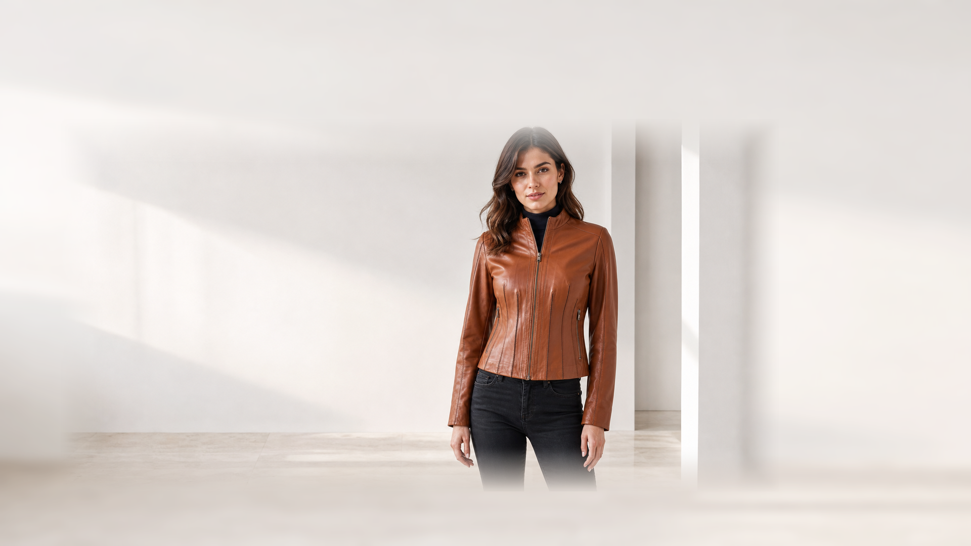 Marjinal Leather taba kadın deri ceket slideshow desktop güvenli kadraj