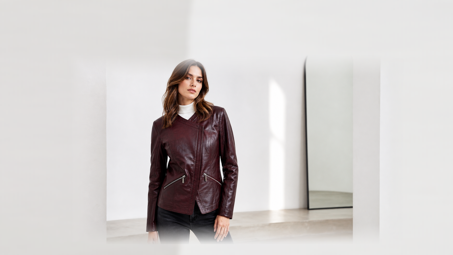 Marjinal Leather bordo kadın deri ceket slideshow desktop güvenli kadraj