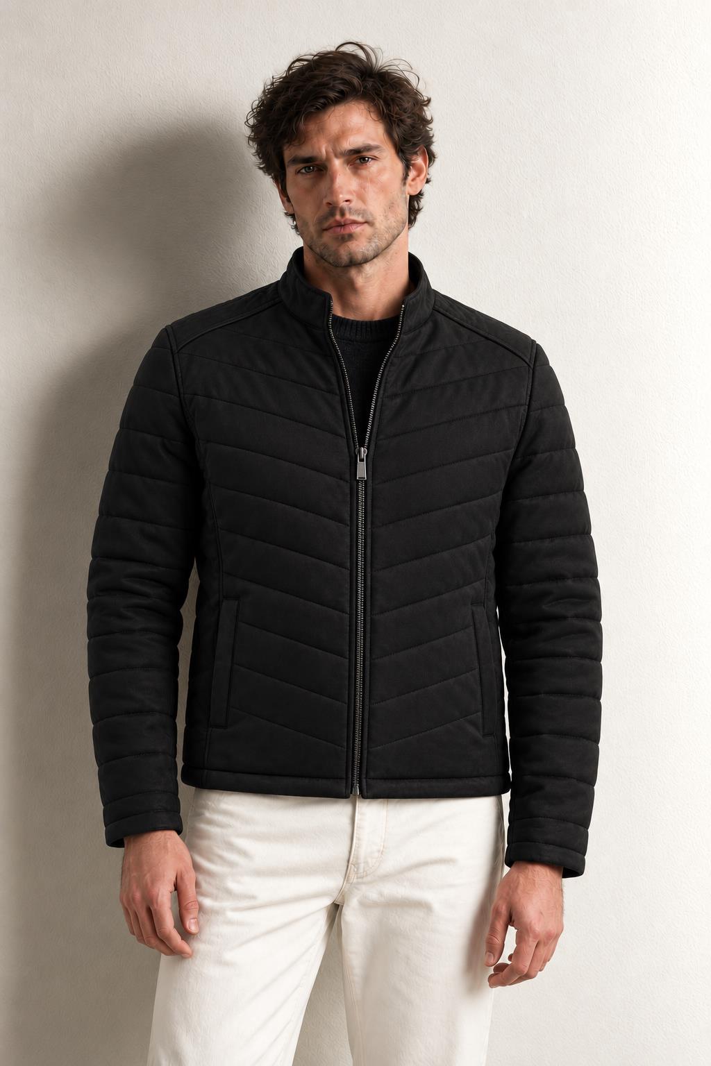 Pascal Erkek Suni Süet Mont — SIYAH - BLACK