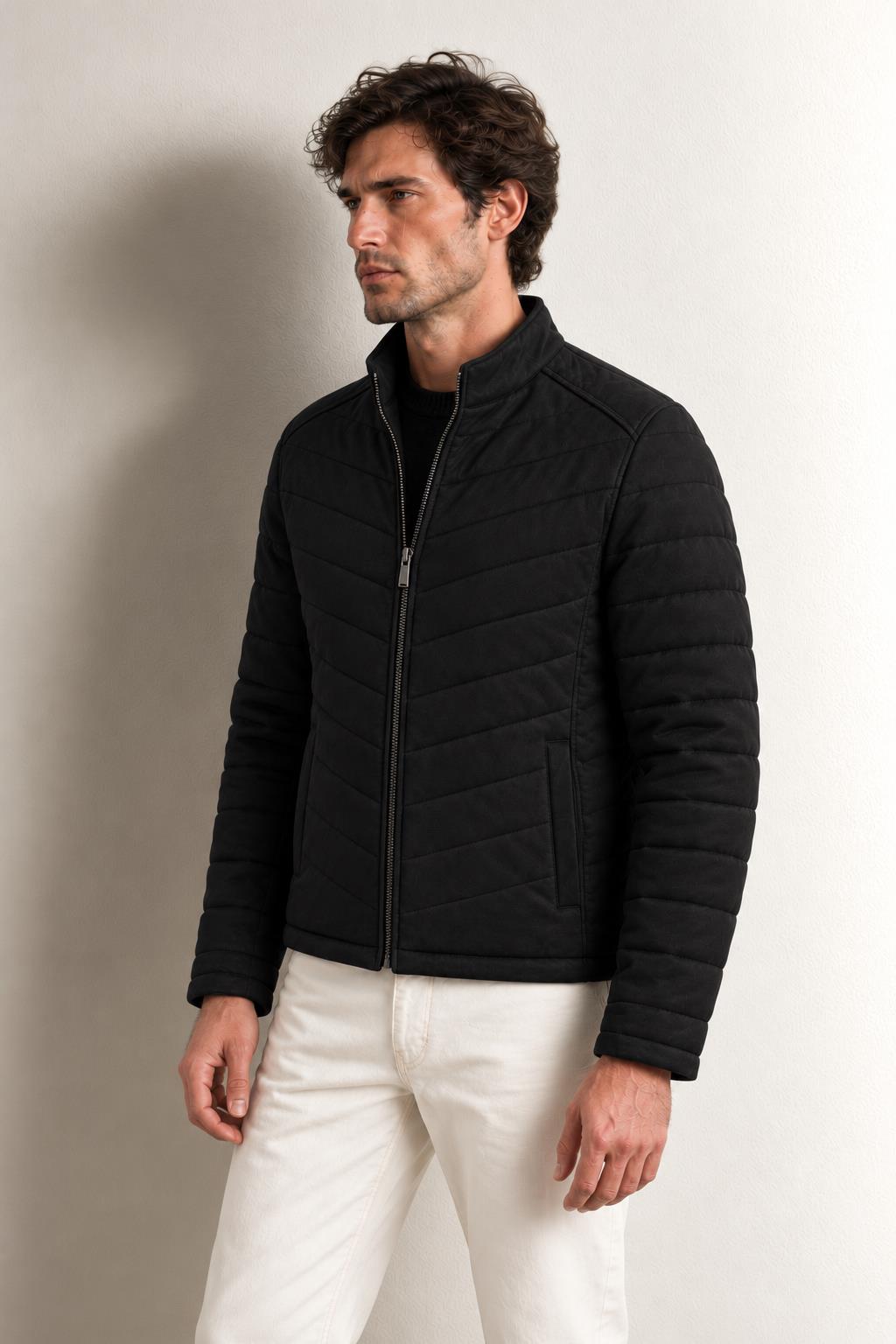 Pascal Erkek Suni Süet Mont — SIYAH - BLACK