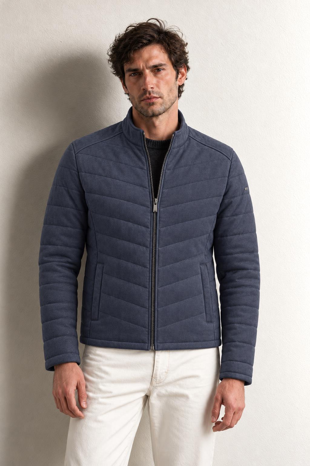 Pascal Erkek Suni Süet Mont — LACIVERT - NAVY