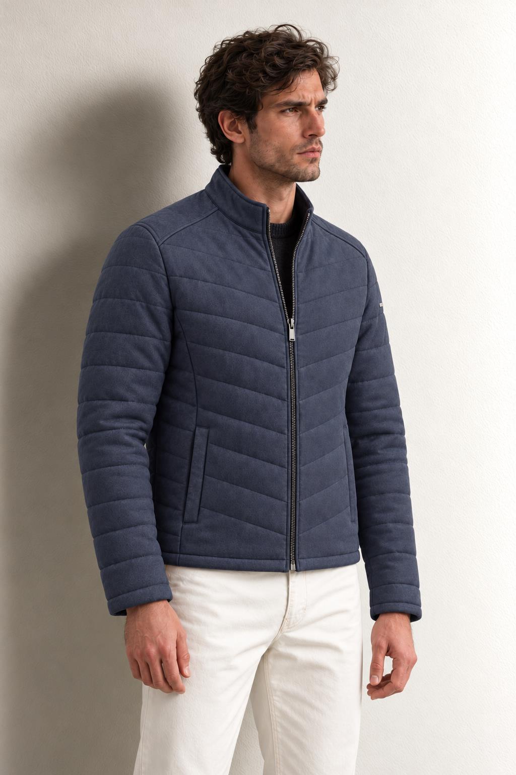 Pascal Erkek Suni Süet Mont — LACIVERT - NAVY
