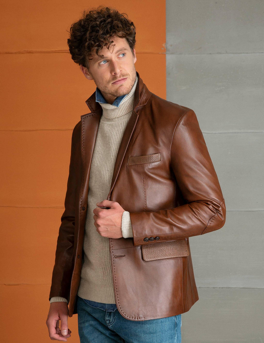 Tanguy Slim Fit Blazer Deri Ceket