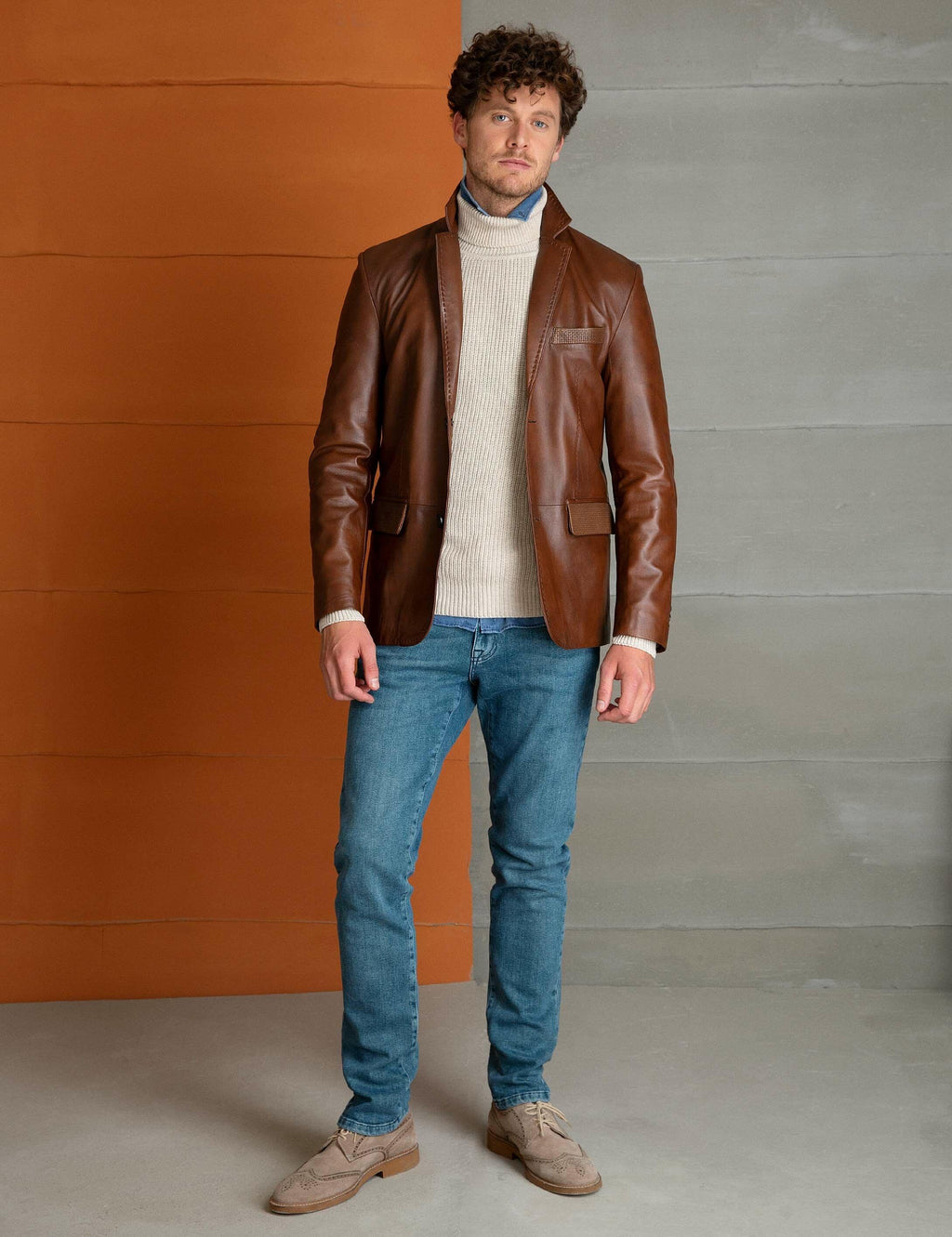 Tanguy Slim Fit Blazer Deri Ceket