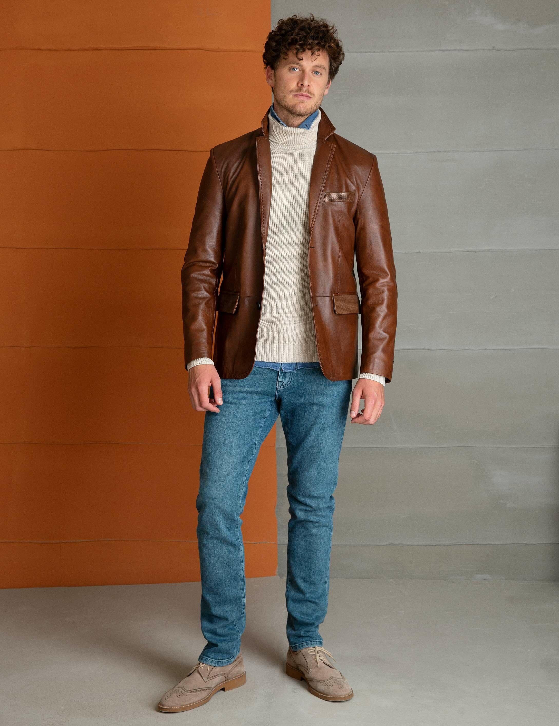 Tanguy Slim Fit Blazer Deri Ceket